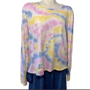 Hollister Pastel Tie Dye Long Sleeve Top 100% Cotton Size Large